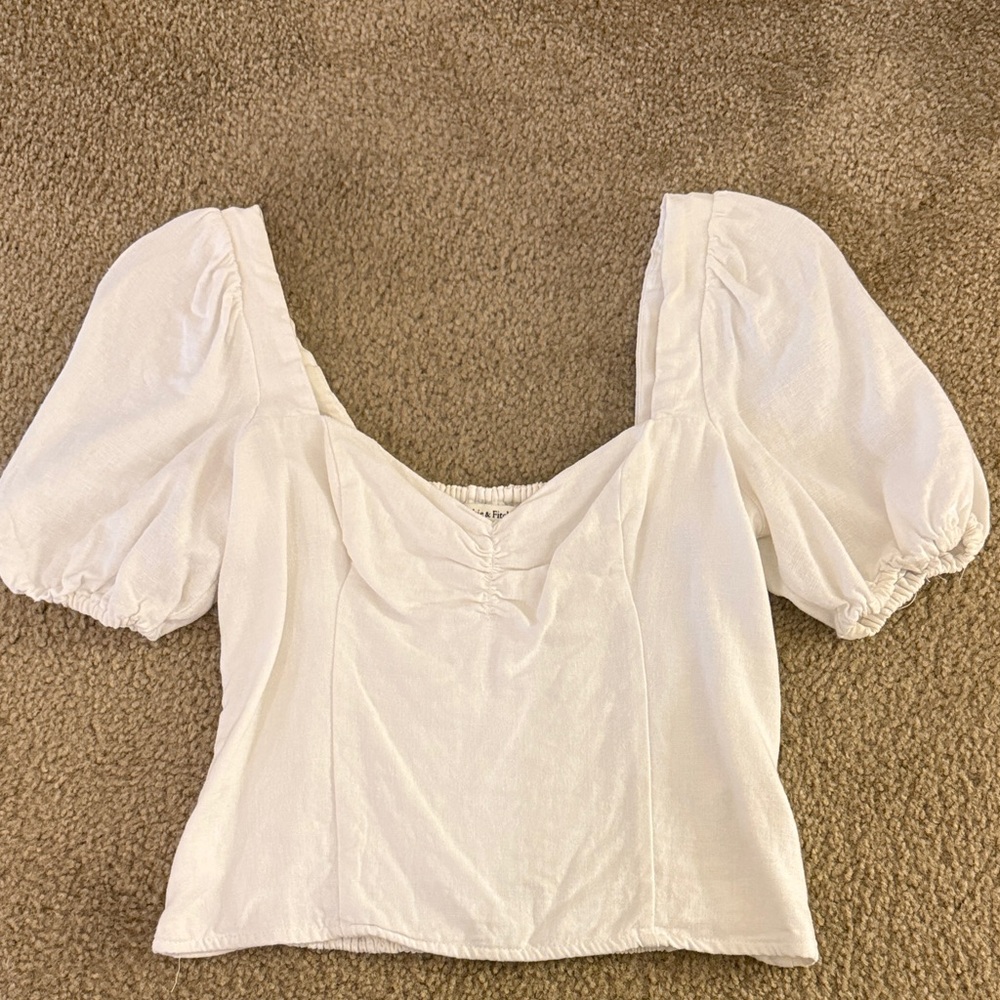 Abercrombie & Fitch Linen Puff Sleeve Blouse